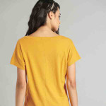 Women Mustard Yellow Cotton Pure Cotton T-shirt