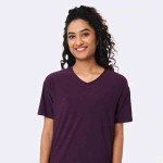 Women Purple V-Neck Moisture Wicking T-shirt