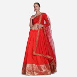 Red Art Silk Flared Lehenga
