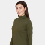 Women Olive Green Solid Full sleeves Lounge Top