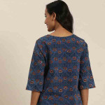 Blue Dyed & Hand Block Print Floral Lounge Top