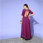 Purple Solid Styled Back A-Line Maxi Dress