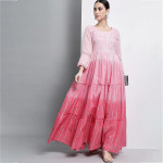 Women Pink Yoke Design Flared Sleeves Thread Work Anarkali Kurta