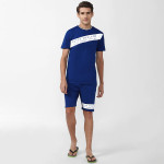 Men Blue & White Printed Cotton Night suit