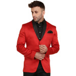 Red Solid Single Breasted Casual Blazer