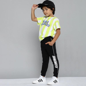 Boys Black & White Cotton Joggers