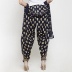 Women Navy Blue & Gold-Toned Block Printed Salwar & Dupatta Set