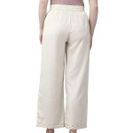 Off white Rayon Solid Wide Leg Palazzo