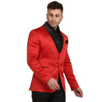 Red Solid Single Breasted Casual Blazer