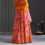 Fashion Bageecha Yellow Floral Skirt With Crop Top & Dupatta