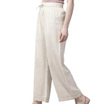 Off white Rayon Solid Wide Leg Palazzo