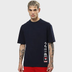 Men Blue Printed Loose T-shirt