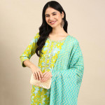 Green Kurta Pant Set With Dupatta