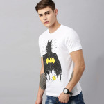 Men White Batman Printed Pure Cotton T-shirt