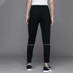 Black Solid Mid Rise Casual Track Pants