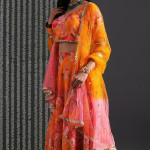 Fashion Bageecha Yellow Floral Skirt With Crop Top & Dupatta