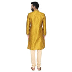 Men's Yellow Full Sleeve Regular Fit Designer Kurta & Churidar Set