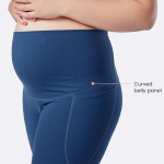 Women Navy Mama Move Maternity Leggings with Curved Belly Panel